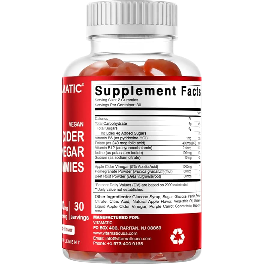 Vitamatic Apple Cider Vinegar 1000mg | 60 Vegan Gummies