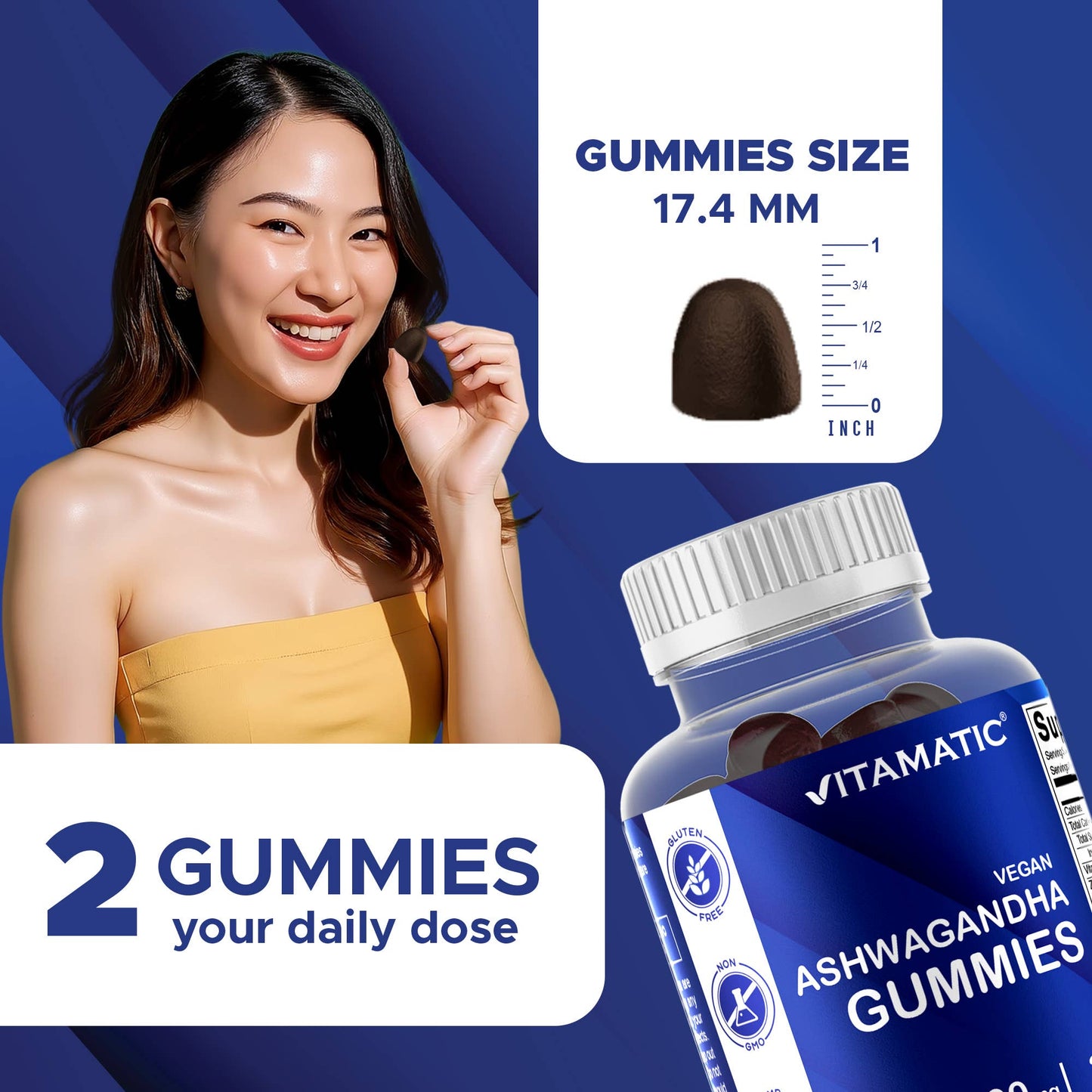 Vitamatic Ashwagandha 1500mg | 60 Vegan Gummies