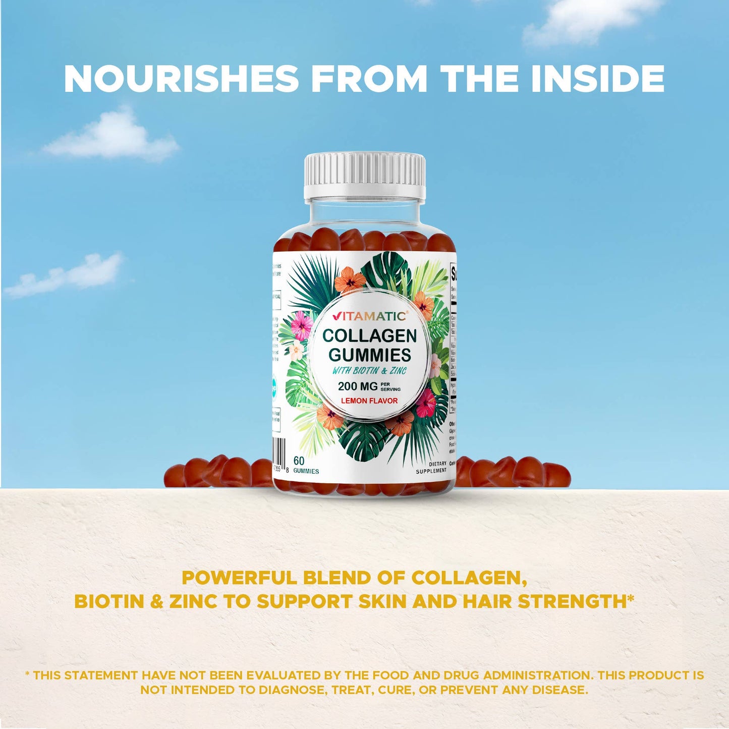 Vitamatic Hydrolyzed Collagen Gummies with  Zinc and Biotin