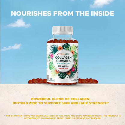 Vitamatic Hydrolyzed Collagen Gummies with  Zinc and Biotin