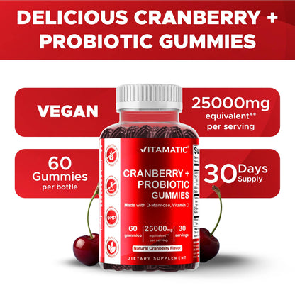 Vitamatic Cranberry with Probiotics | 60 Vegan Gummies
