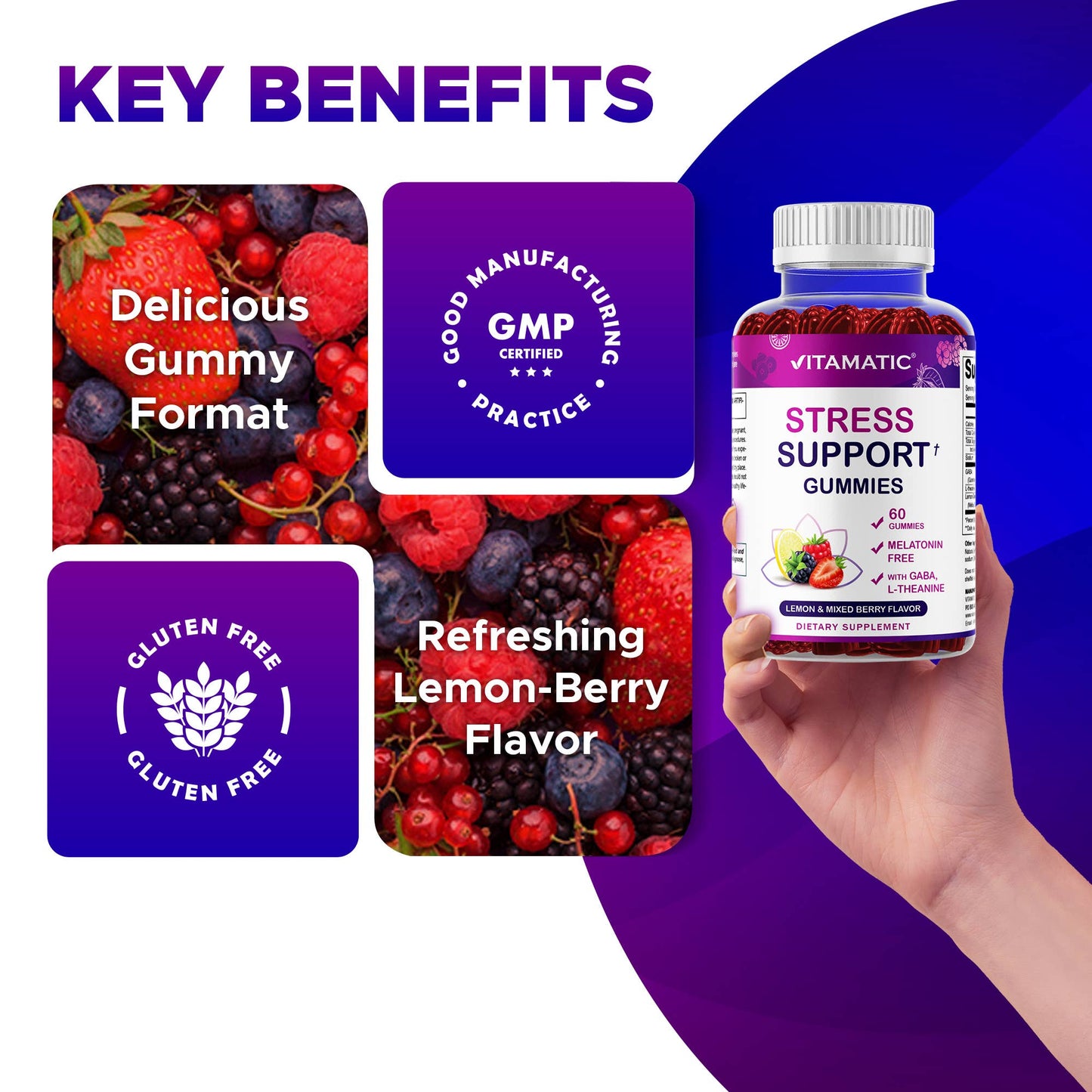 Vitamatic Stress Relief Gummies - 60 Gummies