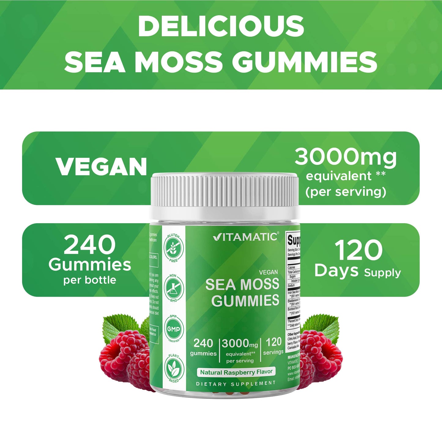 Vitamatic | Irish Sea Moss 3000 mg | 240 Vegan Gummies
