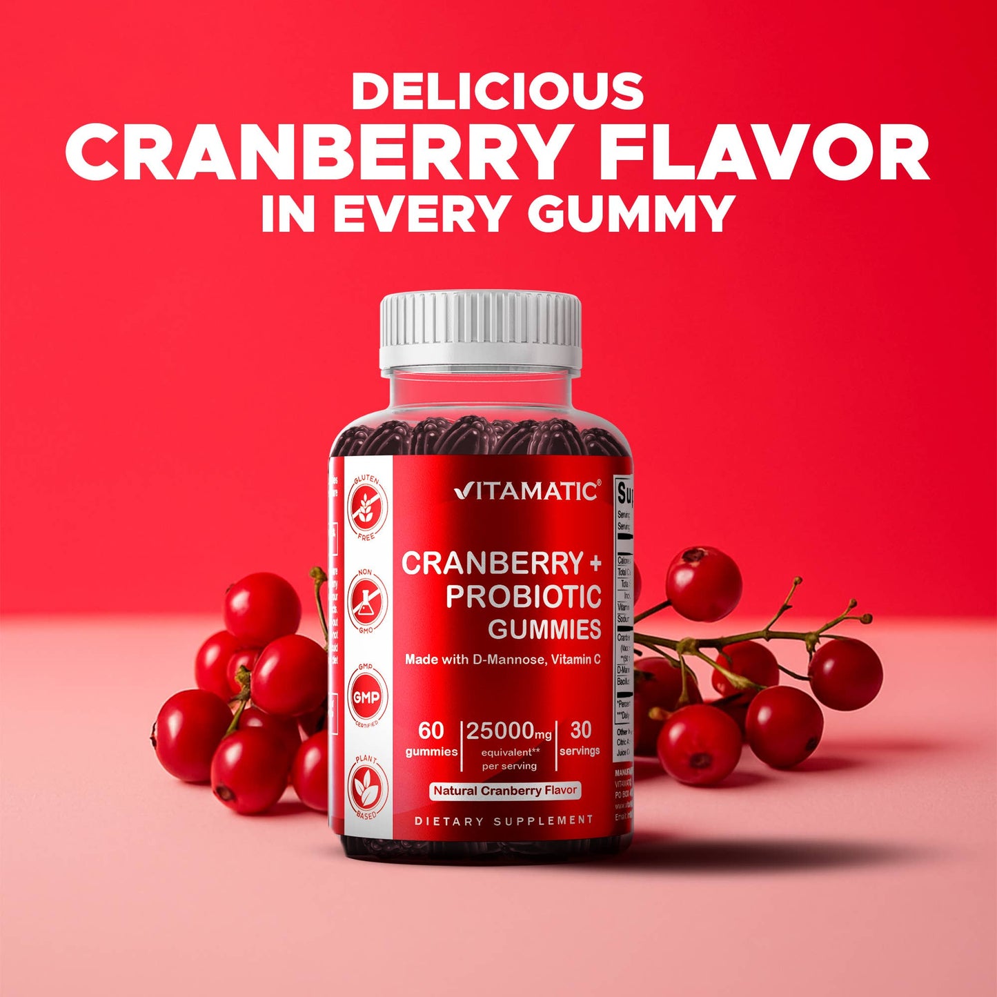 Vitamatic Cranberry with Probiotics | 60 Vegan Gummies