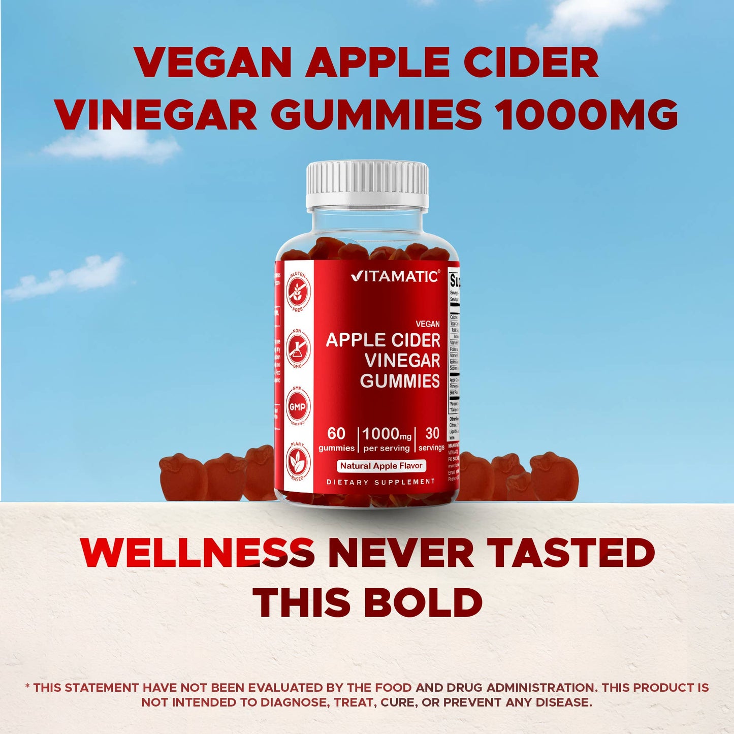 Vitamatic Apple Cider Vinegar 1000mg | 60 Vegan Gummies