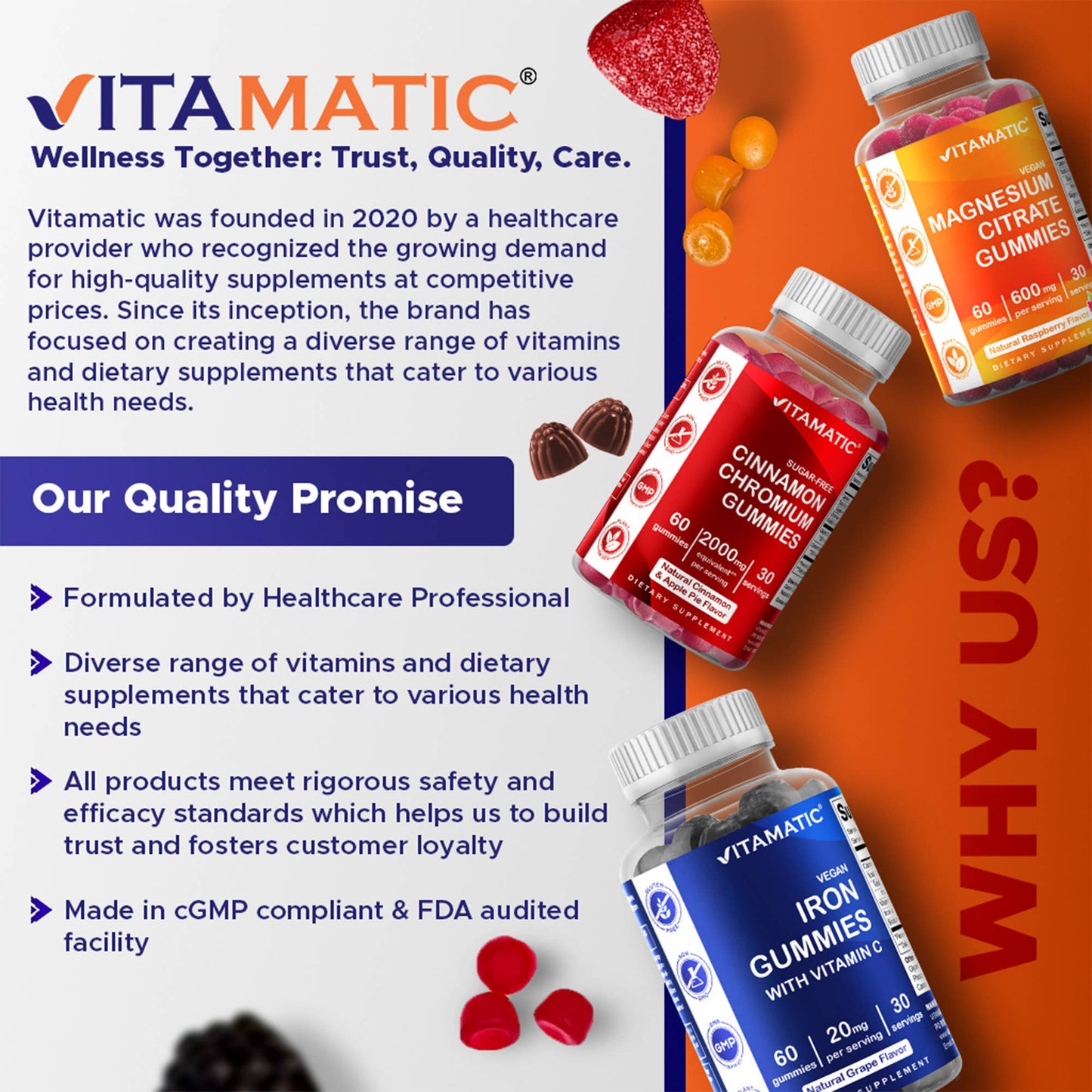 Vitamatic Hydrolyzed Collagen Gummies with  Zinc and Biotin