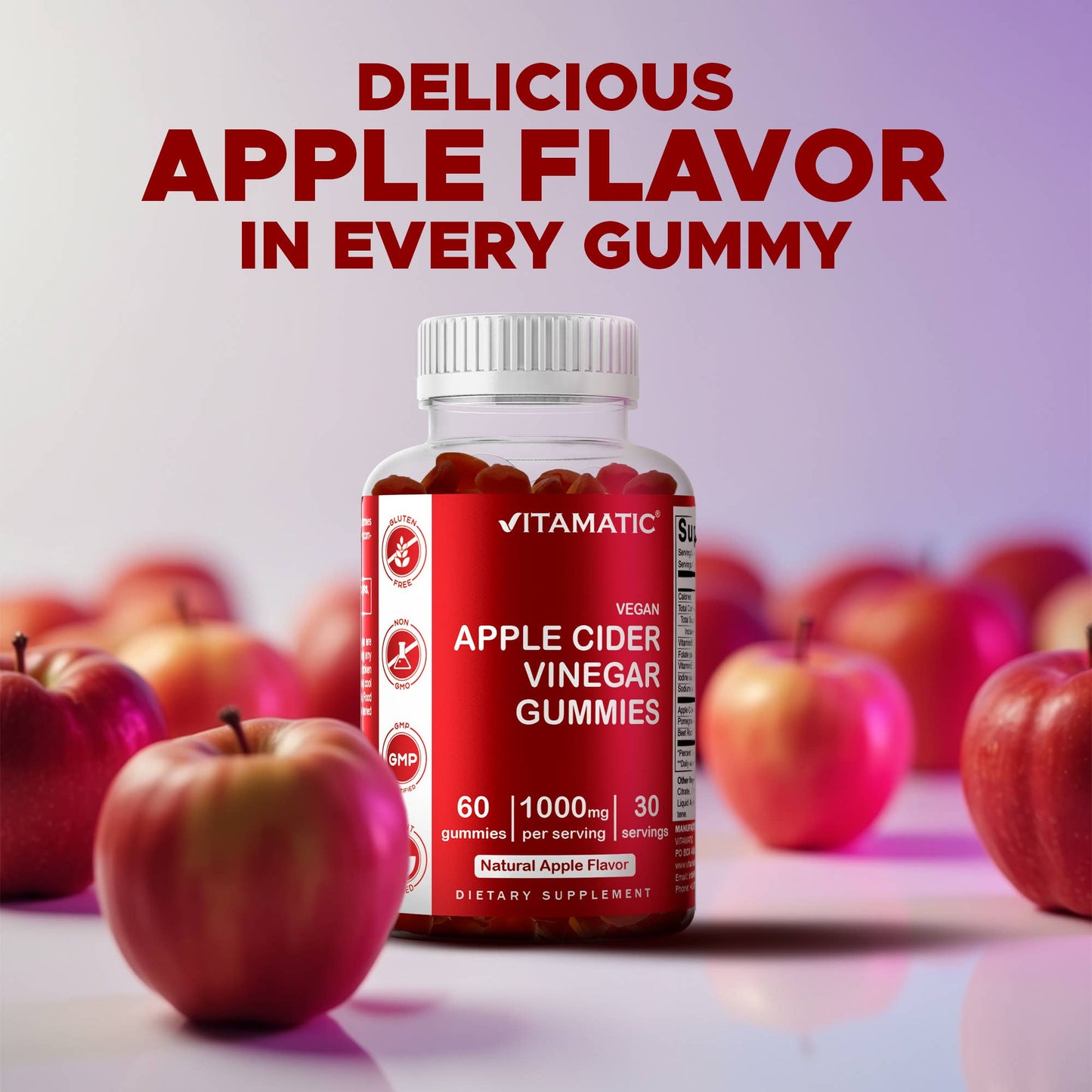 Vitamatic Apple Cider Vinegar 1000mg | 60 Vegan Gummies
