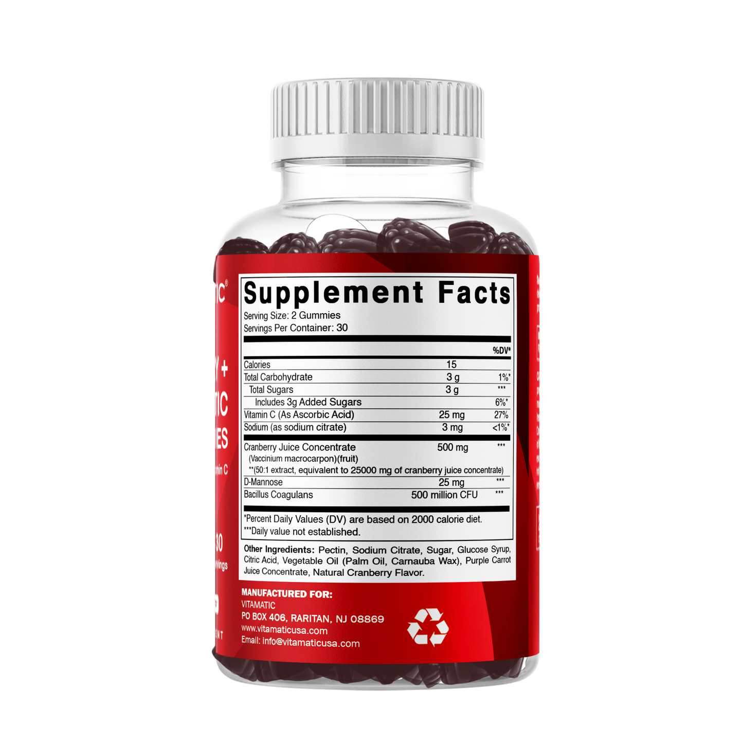 Vitamatic Cranberry with Probiotics | 60 Vegan Gummies