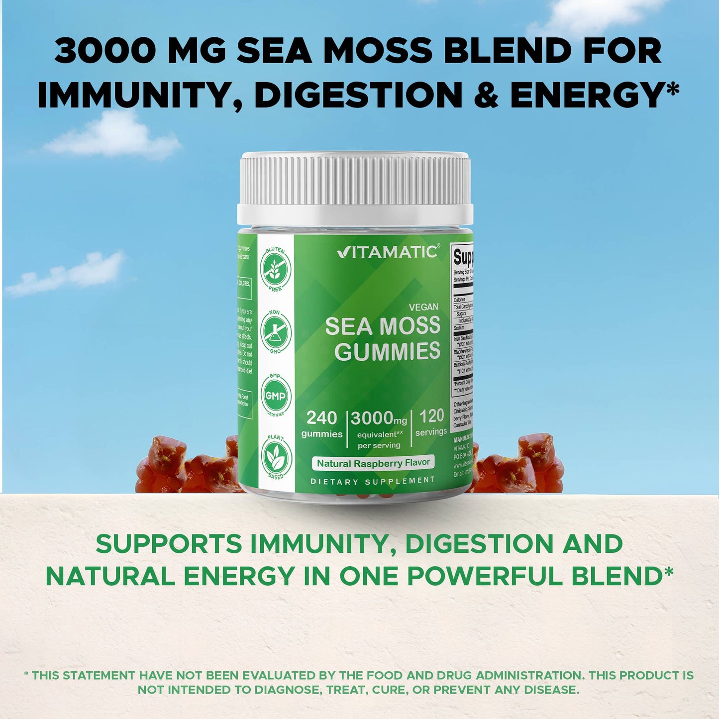 Vitamatic | Irish Sea Moss 3000 mg | 240 Vegan Gummies