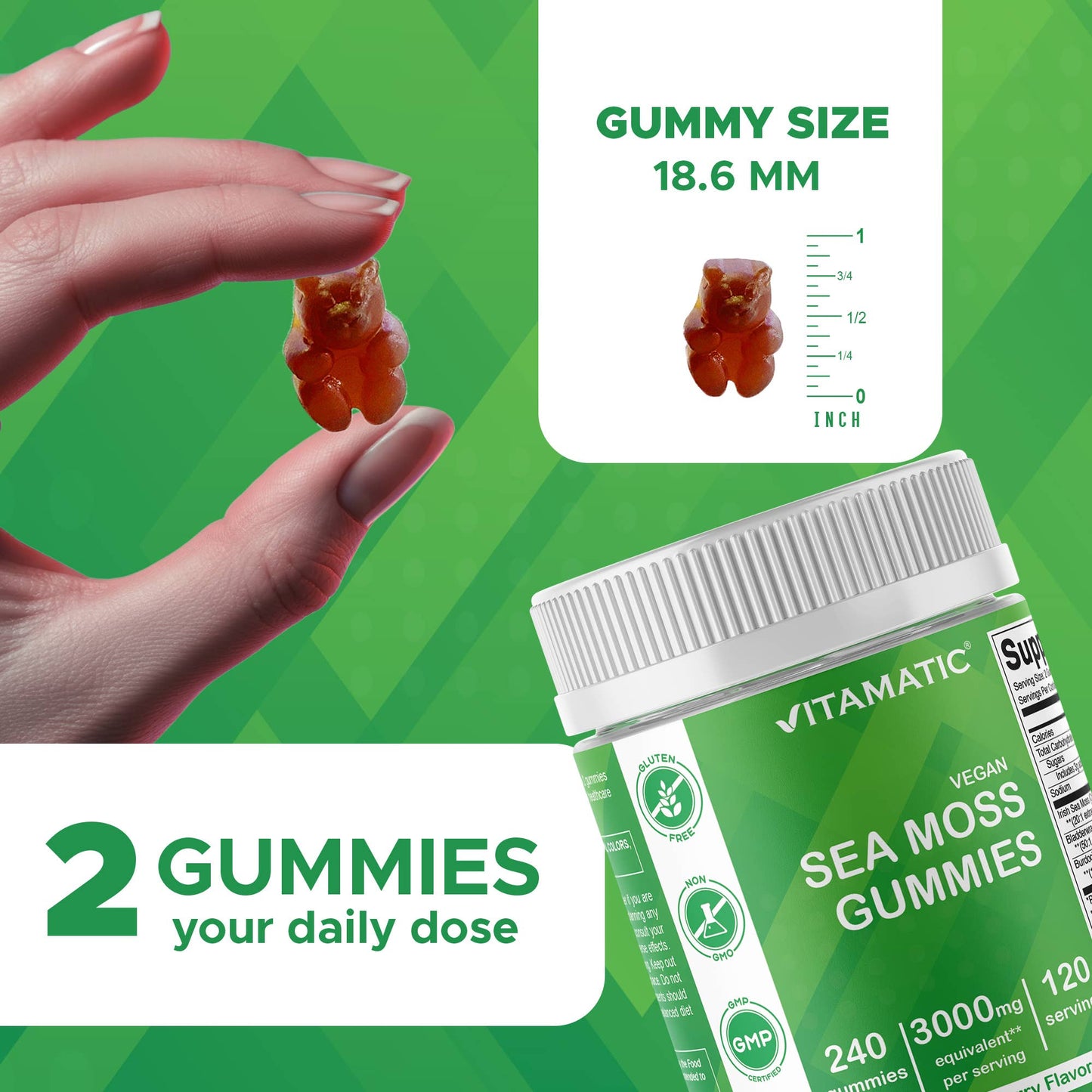 Vitamatic | Irish Sea Moss 3000 mg | 240 Vegan Gummies