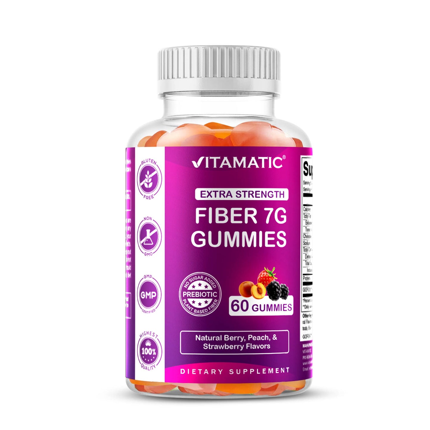 Vitamatic Prebiotic Fiber Gummies for Adults - 7G Fiber