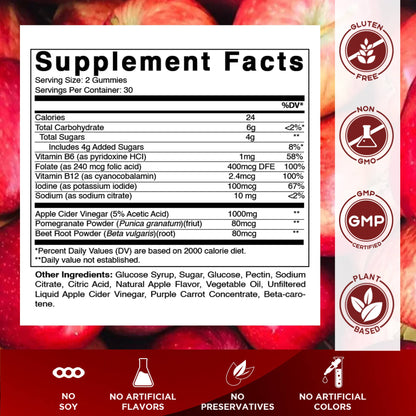 Vitamatic Apple Cider Vinegar 1000mg | 60 Vegan Gummies