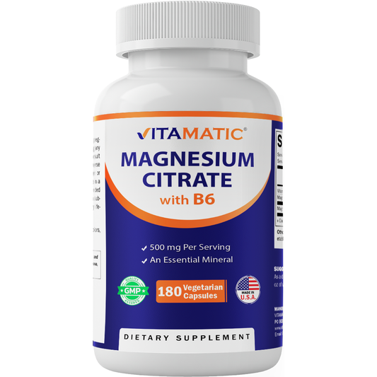 Vitamatic Magnesium Citrate 500mg | 180 Vegetarian Capsules