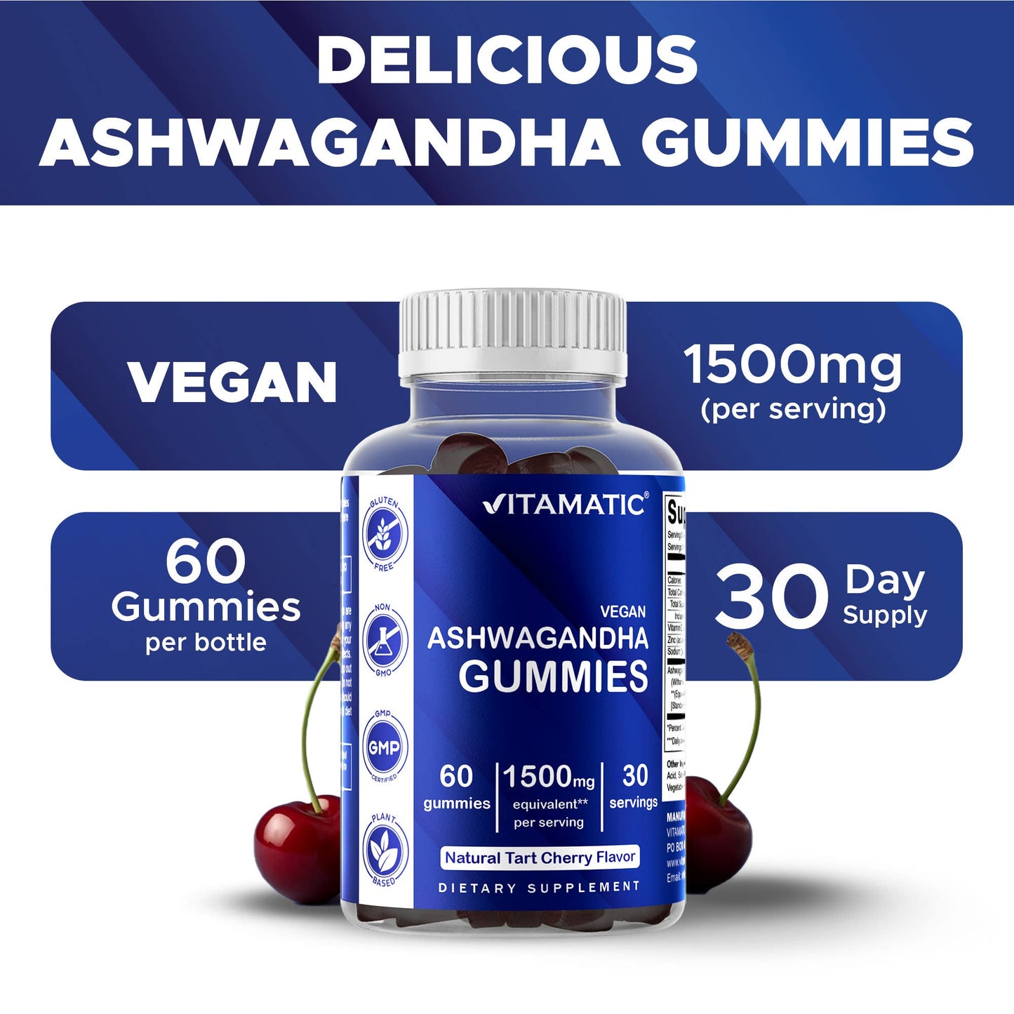 Vitamatic Ashwagandha 1500mg | 60 Vegan Gummies