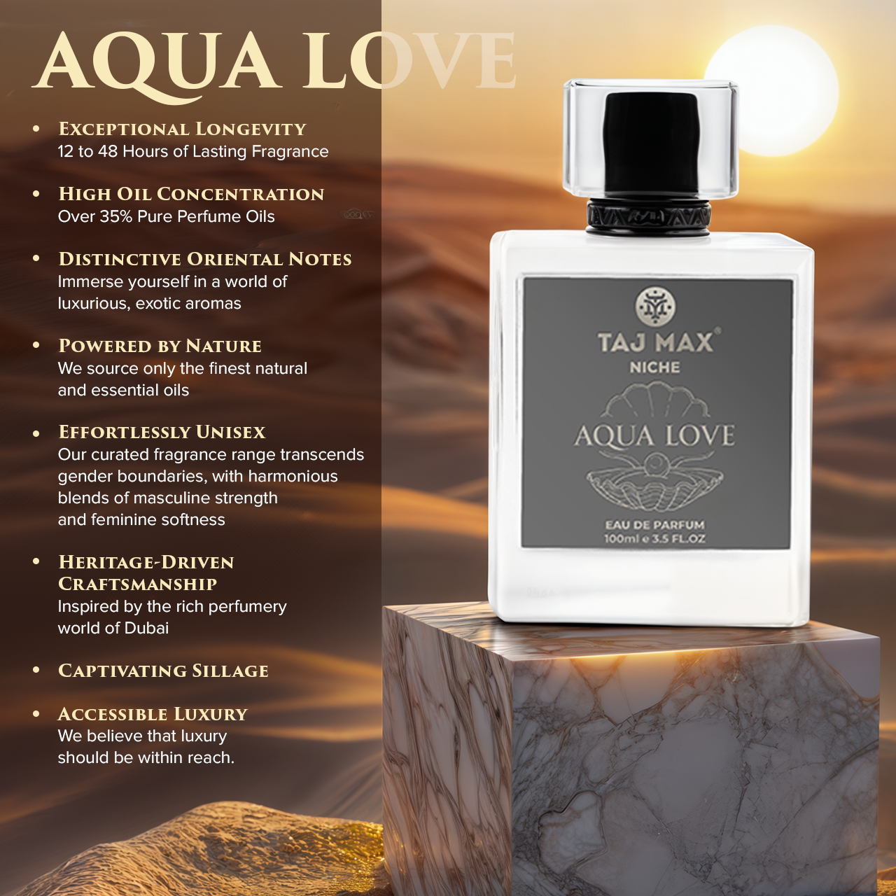 TAJ MAX AQUA LOVE 3.4 OZ Dubai Long-Lasting Perfume