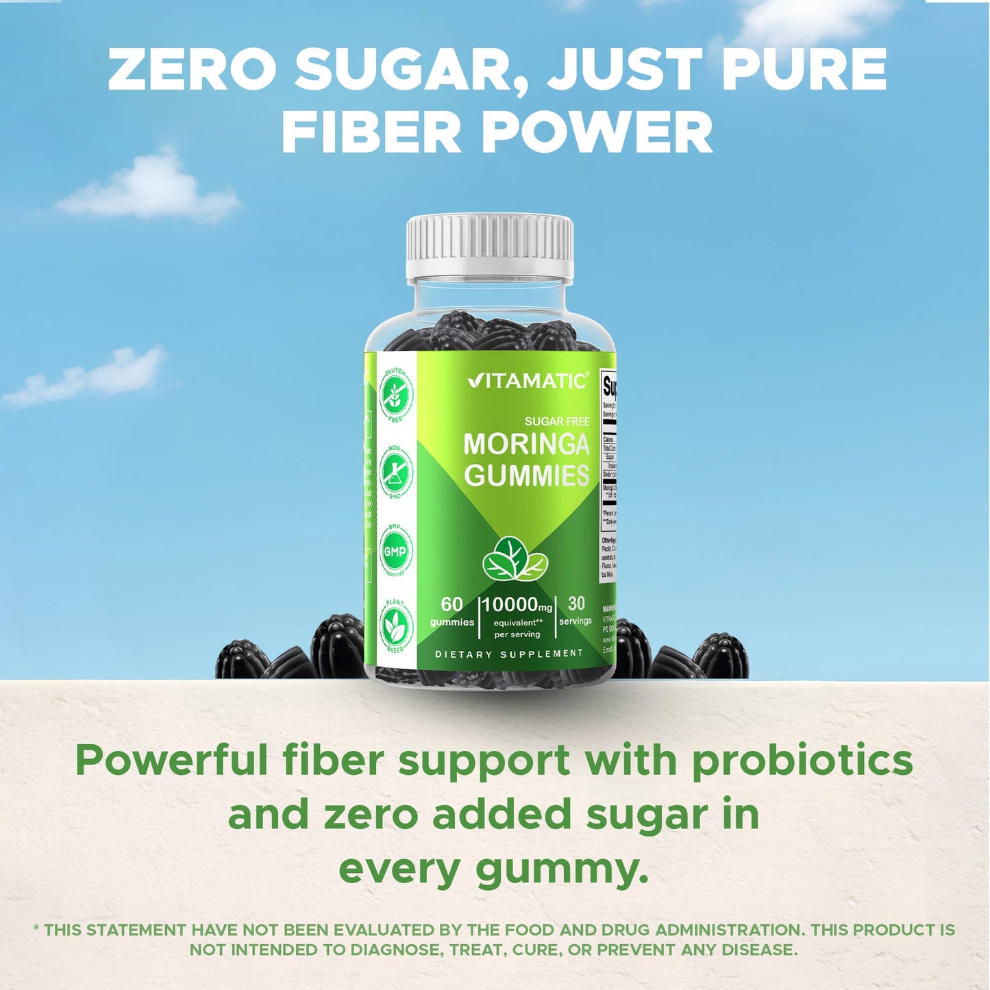 Vitamatic | Sugar Free Moringa Gummies 10000 mg | 60 Gummies