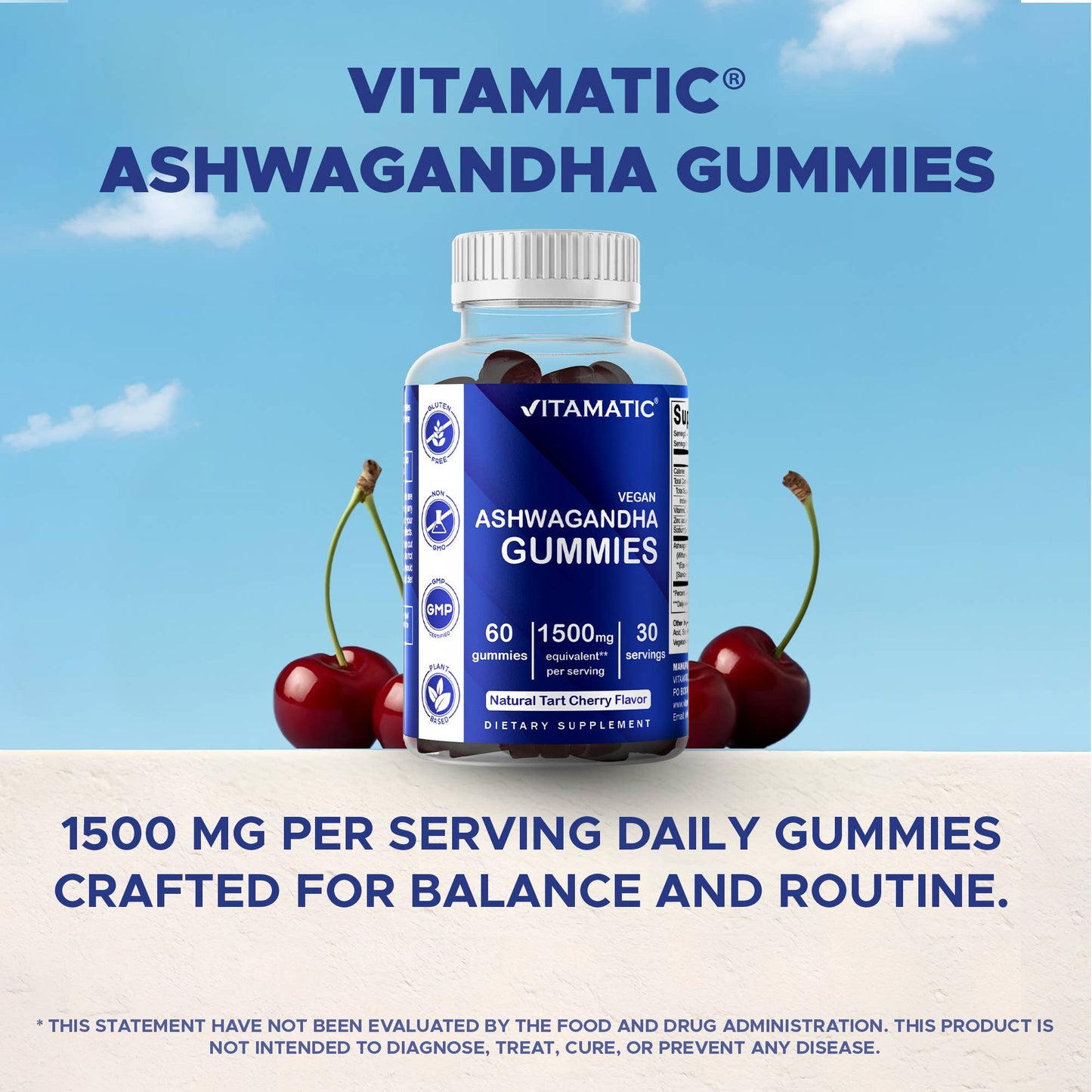Vitamatic Ashwagandha 1500mg | 60 Vegan Gummies