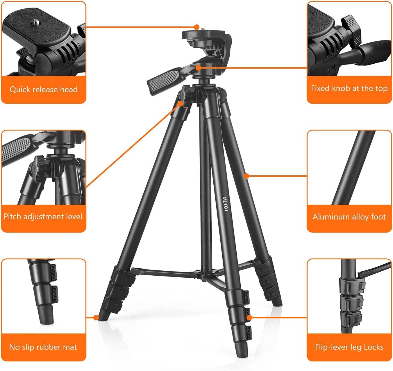 16-55 in, Lightweight Tripod, Camera Mobile Phone with Holde
