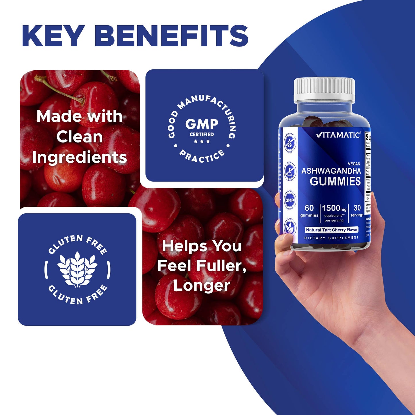 Vitamatic Ashwagandha 1500mg | 60 Vegan Gummies