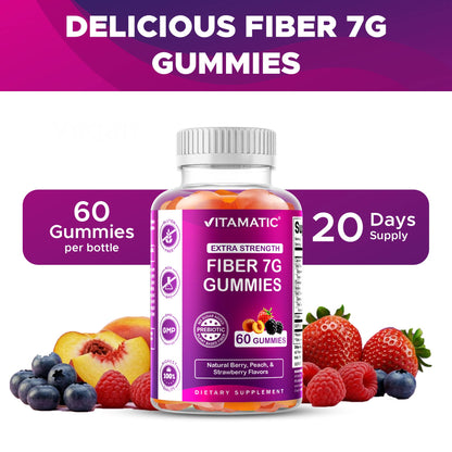 Vitamatic Prebiotic Fiber Gummies for Adults - 7G Fiber