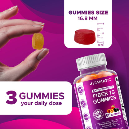Vitamatic Prebiotic Fiber Gummies for Adults - 7G Fiber